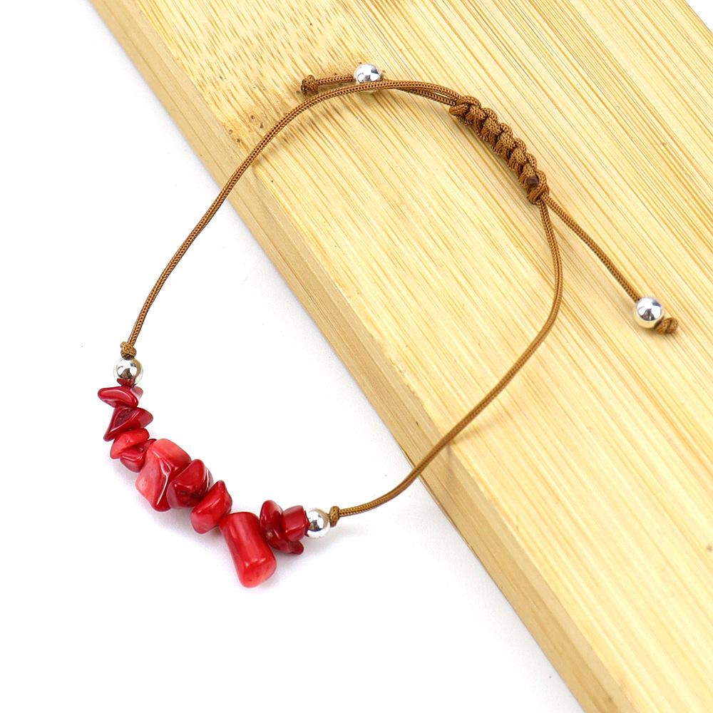 Popular Irregular Gravel Rough Stone Woven Wax Wire Bracelet Bohemian Tiger Eye Amethyst Beach Hand Rope B83