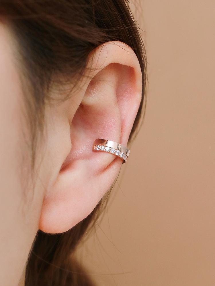 Minimalpiercing 14K Double-Row Inner Conch Ear Cuff Ring Earrings