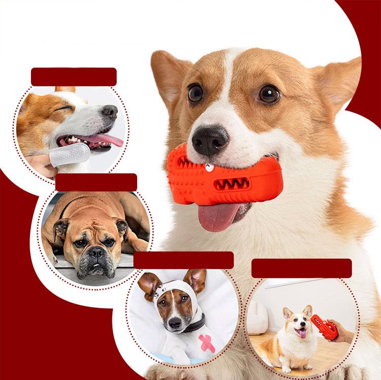 Custom Alligator Pet Treat Dispenser Toys Cleaning Teeth Squeaky Indestructible Rubber Chew Dog Toy