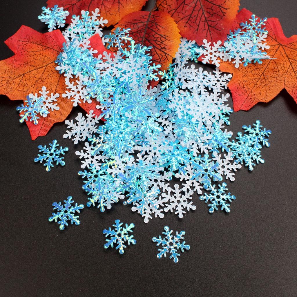 300pcs Christmas Snowflakes Confetti Artificial Snow Xmas Tree Ornaments Decorations for Home Winter Party Wedding Decoration