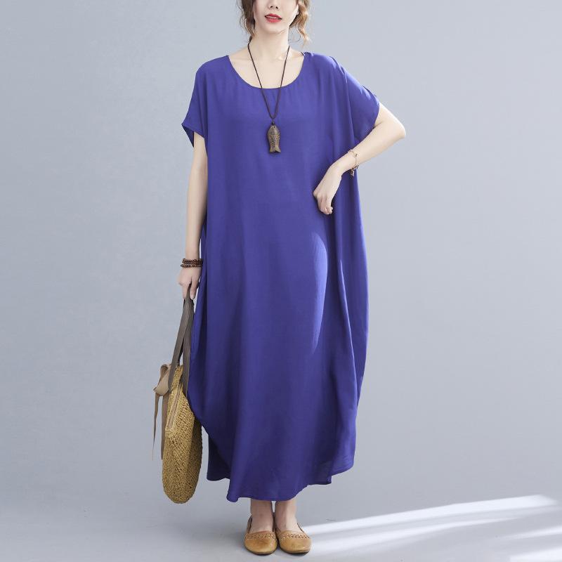 

Длинное платье свободного кроя для лета one size темно-синий