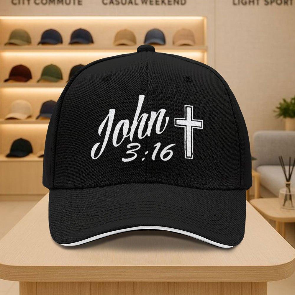John 316 Cross Baseball Cap Unisex Polyester Casual Snapback Hat Adult Outdoor Sports Cap