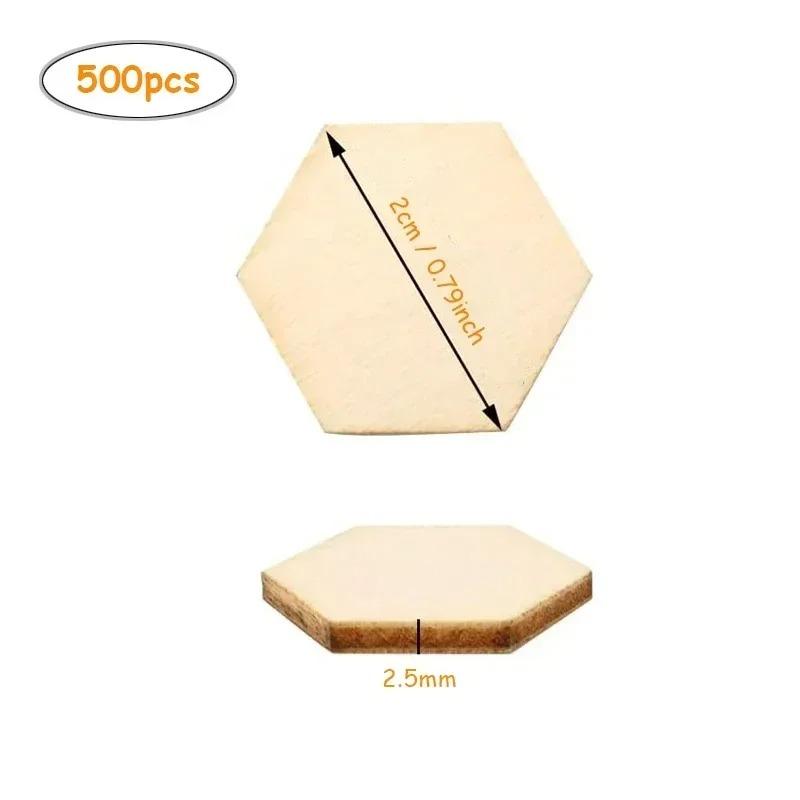 Pezzi di Legno Esagonali Grezzi da 1-3 cm Sagome Esagonali di Legno Vuote Piastrelle di Legno Naturale Ritagli Fette
