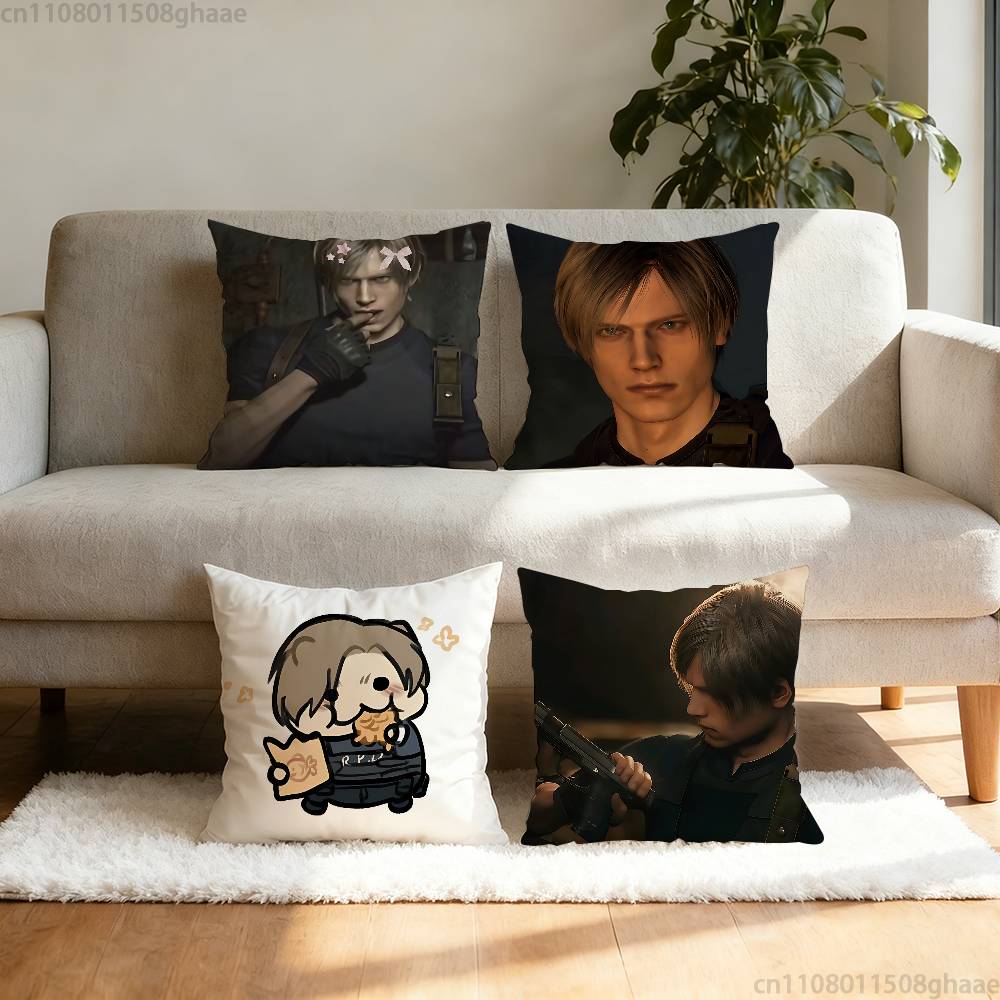 RResident Evil Leon Kennedy Pillow Case Antidustmite Pillowcase Invisible zipper silky short plush Sofa cushion cover