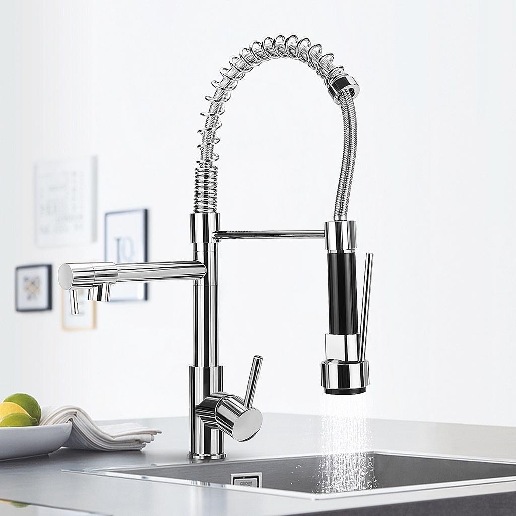 Black Chrome Brushed Nickel Flexible Kitchen Faucets Pull Out Mixer Tap Faucet Spring Style Spray Deck Mounted Kitchen Water Tap  Cold Kitchen Faucet