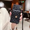 Electroplated Metal Camellia Wallet Card Case Phone Case for IPhone16promax Crossbody Cord 15 for Apple 14