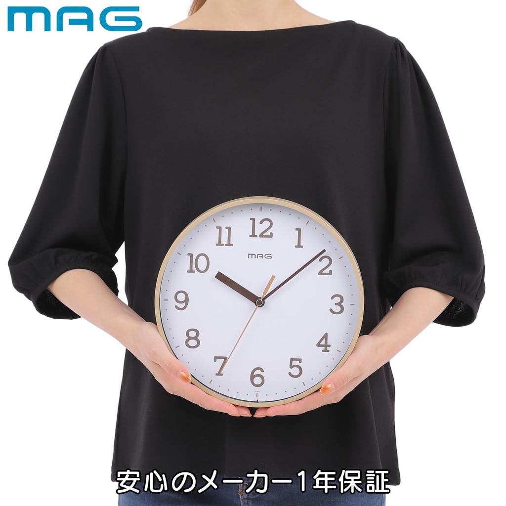 MAG Wall Continuous Second Galette Noah Precision Clock, Analog, Cute, Stylish, Simple, Small, Silent, Hand, 22.5cm Diameter, Ivory, W-808A IV-Z,