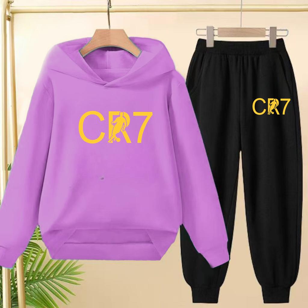 Kids Fashion CR7 Hoodie Boy Girl Toddler Pullover 3-12 Years Football Letters Clothing Casual Top+Pants 2P Brand Coat Sports Set