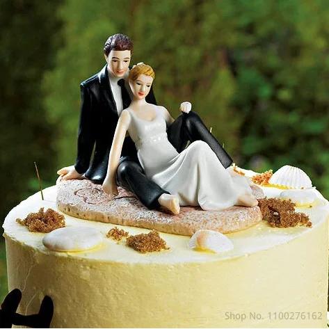 Funny Wedding Cake Toppers Dolls Romantic Bride And Groom Figurines Stand Topper Decoration Supplies Marry Resin Figurine