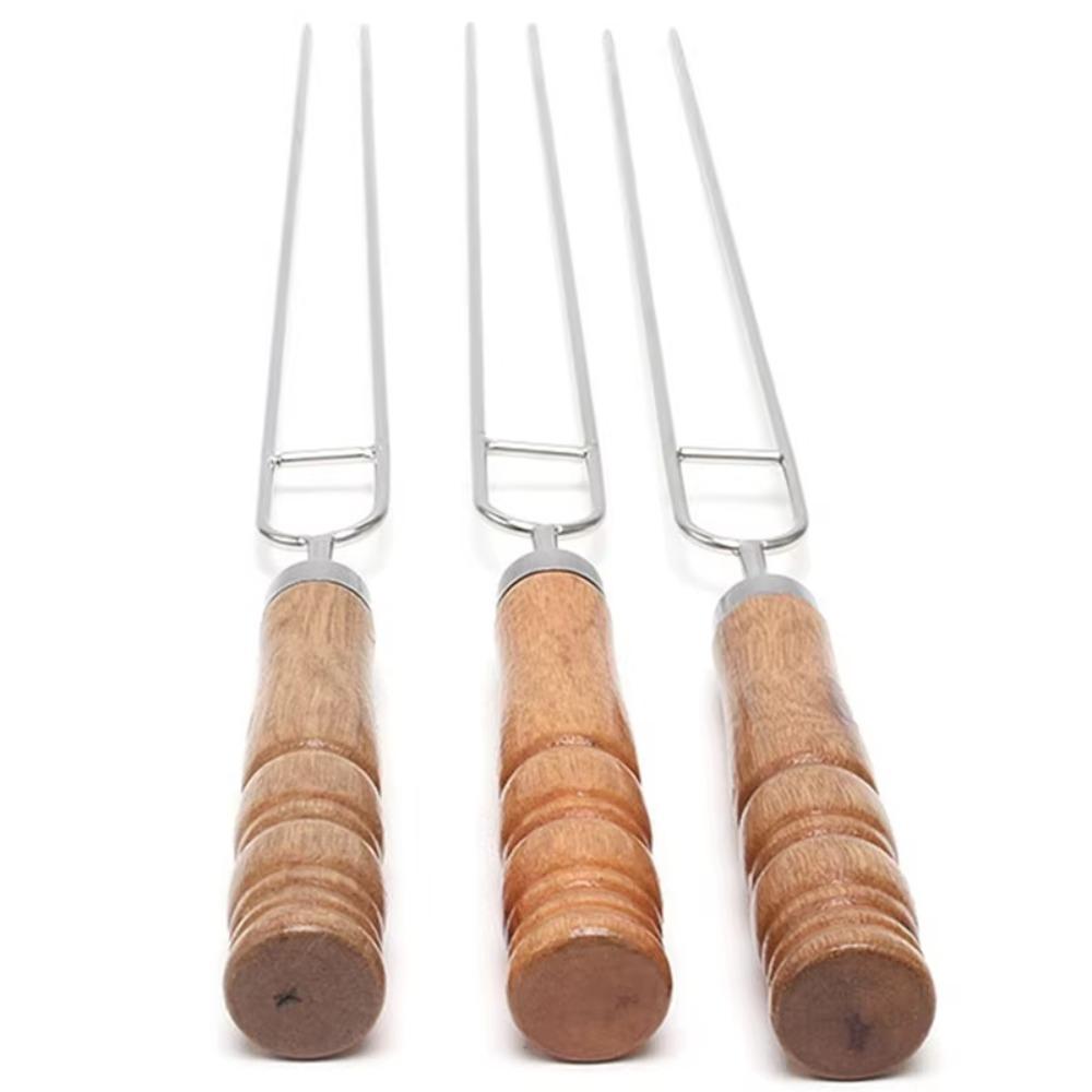 10pcs Reusable BBQ Skewers Stainless Steel Grilled Fork Barbecue Needle Marshmallow