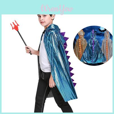 Cape Costume Dinosaure Halloween Pour Enfants Cape à Capuche Déguisement Dragon Design Écailles de Dinosaure Pointues