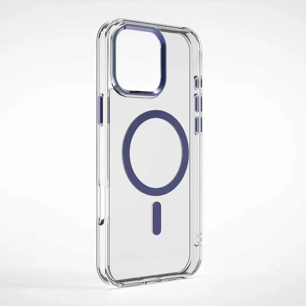 Custodia Trasparente Magnetica di Lusso per iPhone 16 14 13 12 11 15 Pro Max 15 Plus Magsafe Ricarica Wireless Antiurto Cover Trasparente