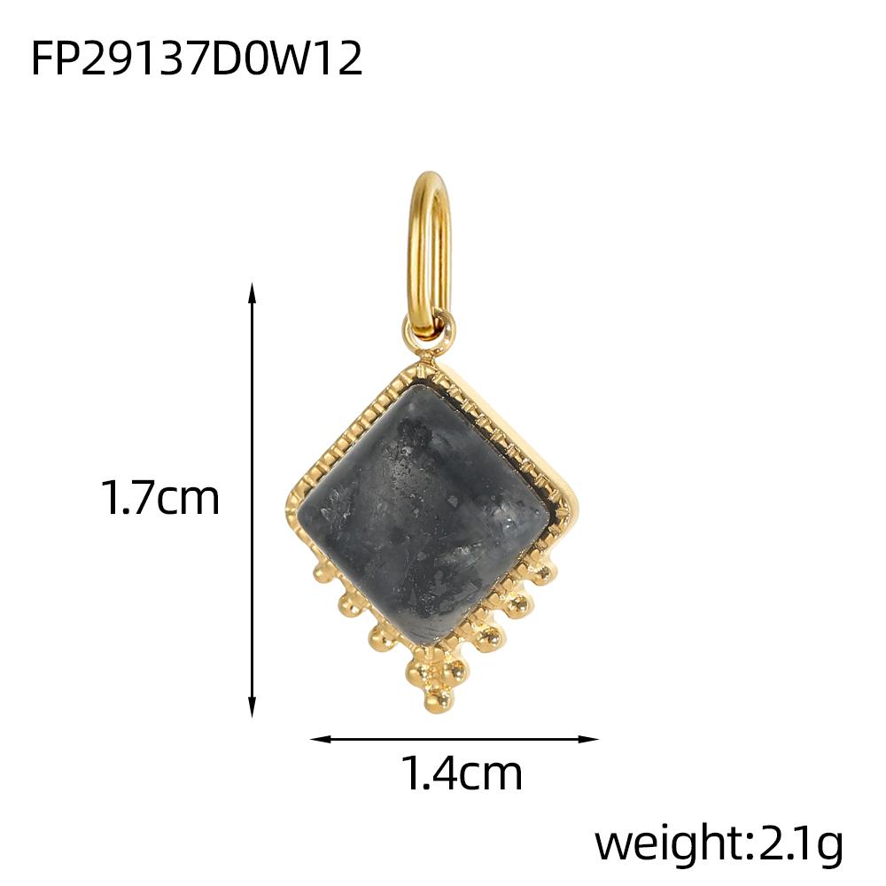 CARLIDANA Stainless Steel Colorful Natural Stone Charm Square Shapes Gold Color Pendants Jewelry Making DIY Necklace Accessories