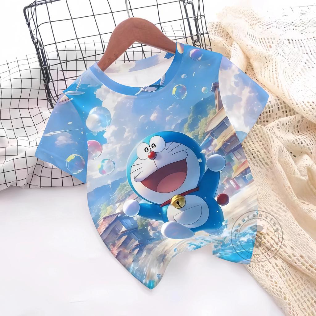 Summer Doraemon 3D Printe Children's Tops Teenagers From T-Shirts For Boys Girls Kids Clothes Short Sleeve