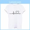T-shirt Estiva Premium da Donna Girocollo con Stampa e Design alla Moda a Battito Cardiaco