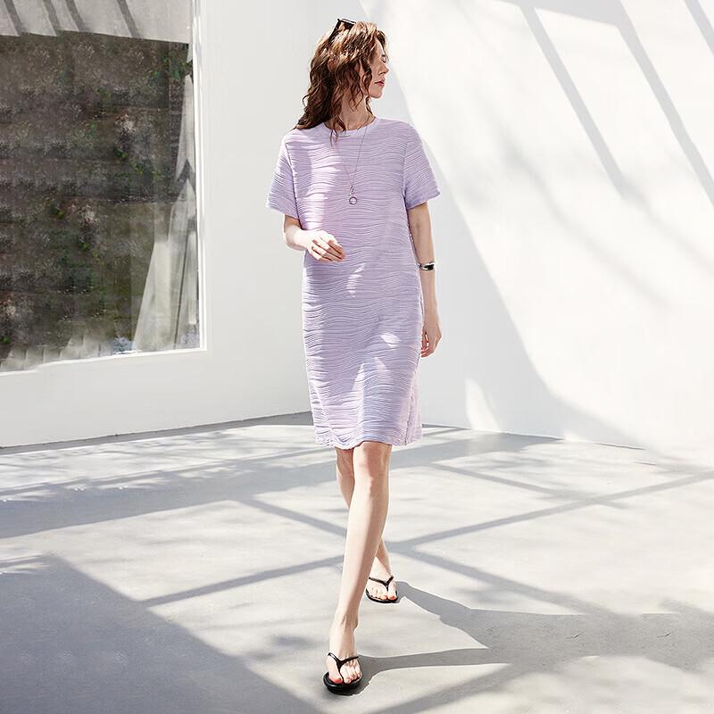 Chuyu Women's Flowing Wavy Texture T-Shirt Dress