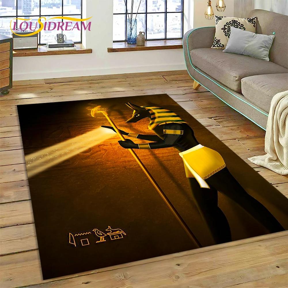 Tappeto 3D Anubis Faraone Horus Mitologia egizia Dei Tappeto per casa Soggiorno Camera da letto Divano Zerbino Decor, Tappeto Tappetino antiscivolo
