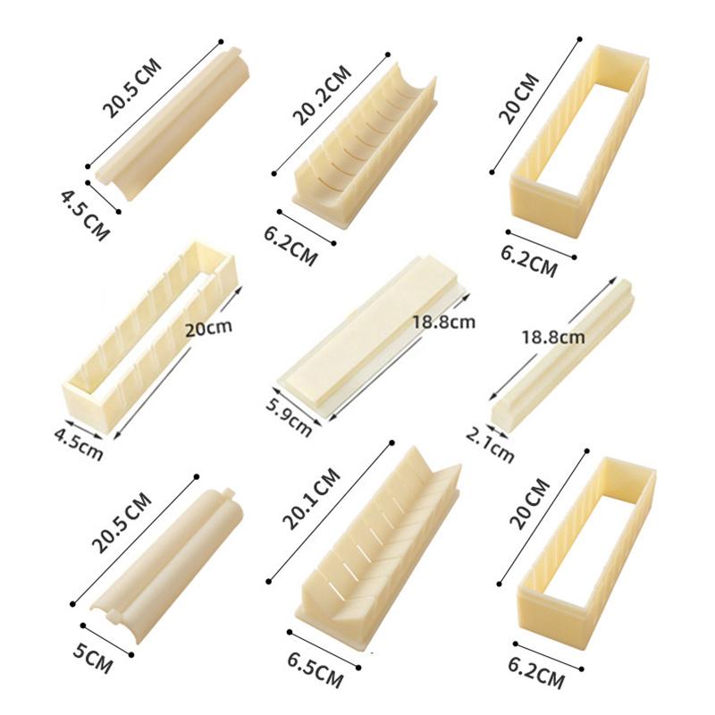 3Pcs/Set Sushi Maker Equipment Kit Plastic Kimbap Sushi Rolls Mold Round Square Heart-Shaped Sushi Making Tools Cake Roll Mold