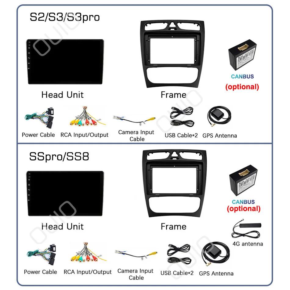 Android 13 Radio For Mercedes Benz C Class CLK W203 W209 2000-2005 Car Stereo Multimedia Player Carplay Auto GPS Navigation 2DIN