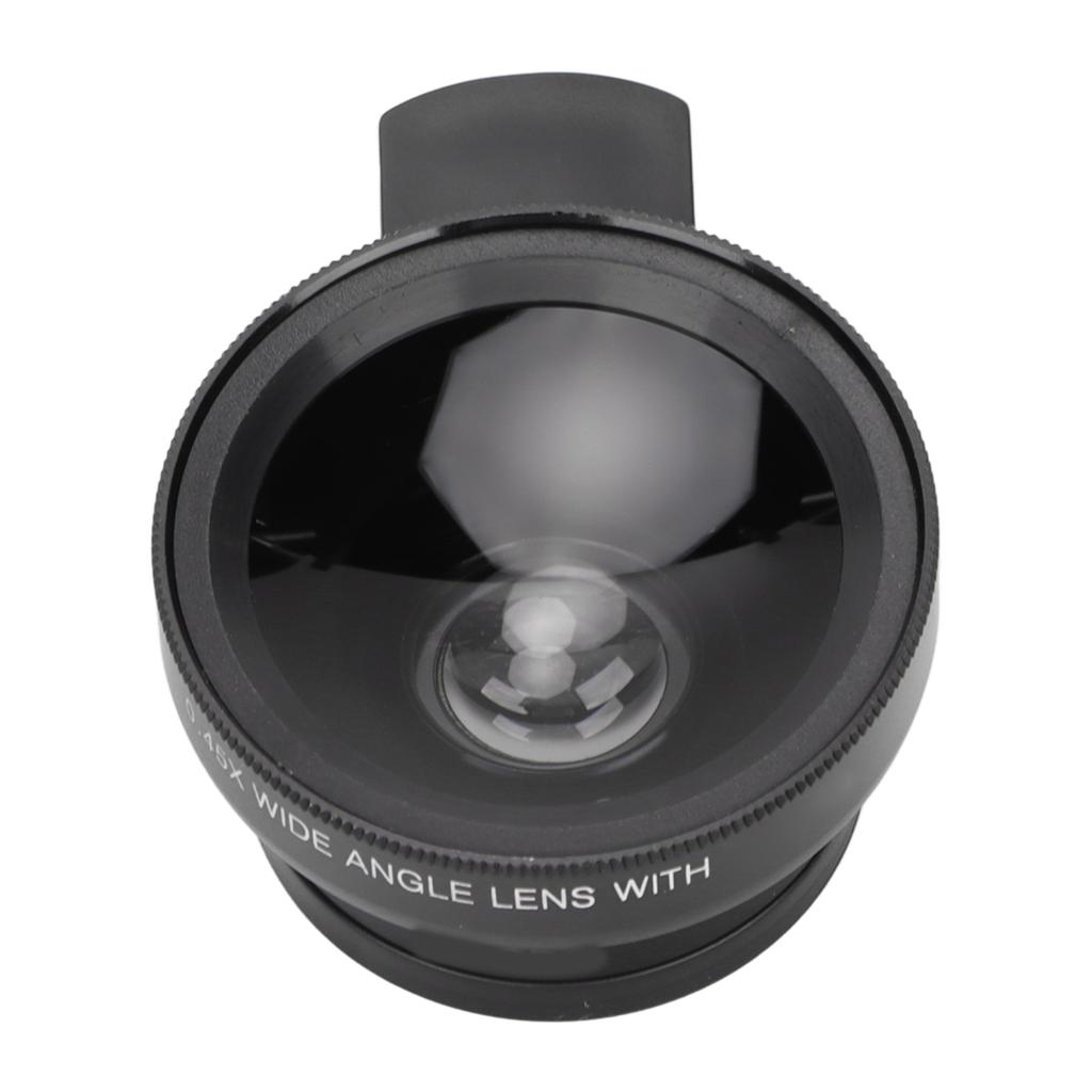 Phone Lens 2 In 1 HD Professional Universal Clip 0.45X Wide Angle 12.5X Macro Lens for Cellphone Tablet Black