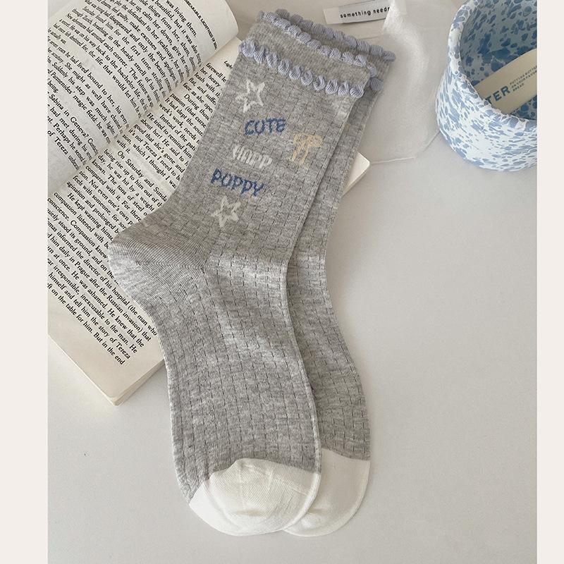 

Женские летние тонкие повседневные милые мультяшные носки-сетка дышащие в рубчик 1 pair серый
