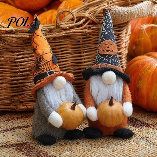 Safety Halloween Decor for Kids Gnome Figurine, Fabric Pumpkin Bat Ornament, Faceless Doll Creative Desktop Figurine Shelf Table, Spooky Home