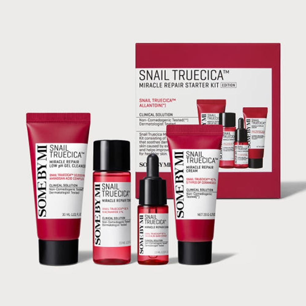 Some By Mi Snail Truecica Miracle Repair Starter Kit (Cleanser 30ml + Toner 30ml + Serum 10ml + Cream 20g)