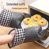 Silicone Heat-Resistant Oven Gloves: Thickened, Lengthened, Cotton-Lined for Baking & Microwave