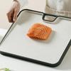 Double Sided Wheat Straw Cutting Board Hanging Anti-overflow Border Fruit Chopping Board with Garlic Grinding Area Non-slip