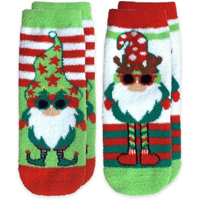 

Jefferies Socks girls Holiday Gnome Fuzzy Slipper Non-skid 2 Pack Small