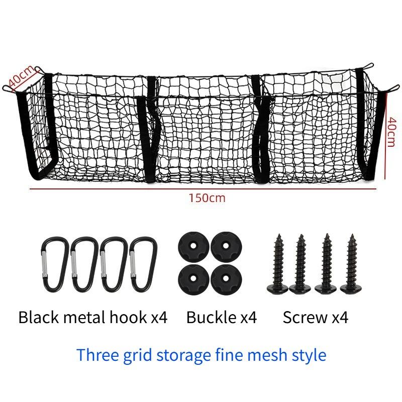 3Pocket Cargo Net Stretchy Trunk Storage Organizer Net Heavy-Duty Luggage Holder with Mount Kit for SUV Pickup Truck Van Toyota