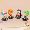 6Pcs/Set One Piece Anime Figure Q Edition Luffy Zoro Nami PVC Cute Bobblehead Collectible Model Decorations Children Toys Gift