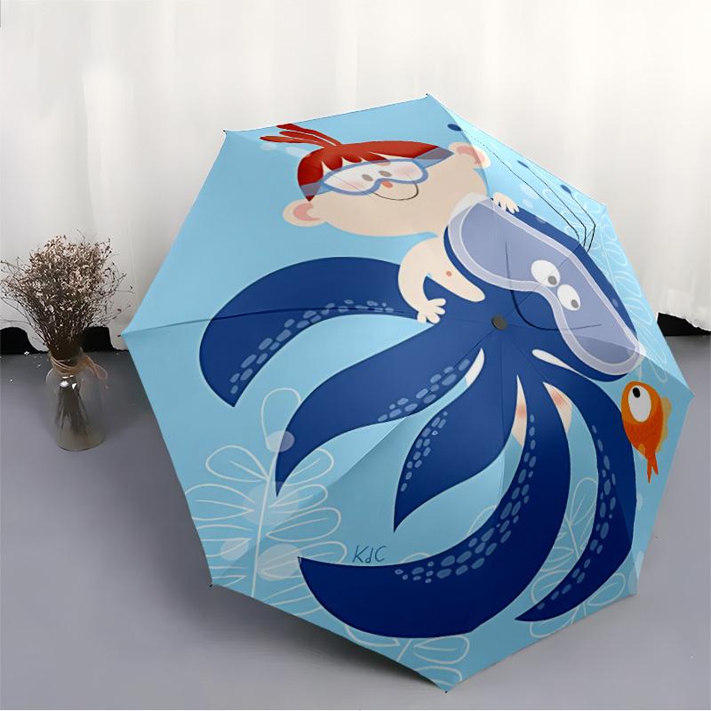 1PC Underwater Adventure Sea Exploration Automatic Folding Umbrella Automatic Open/Close, Automatic Folding, 8-Rib Durable Frame, Portable Travel