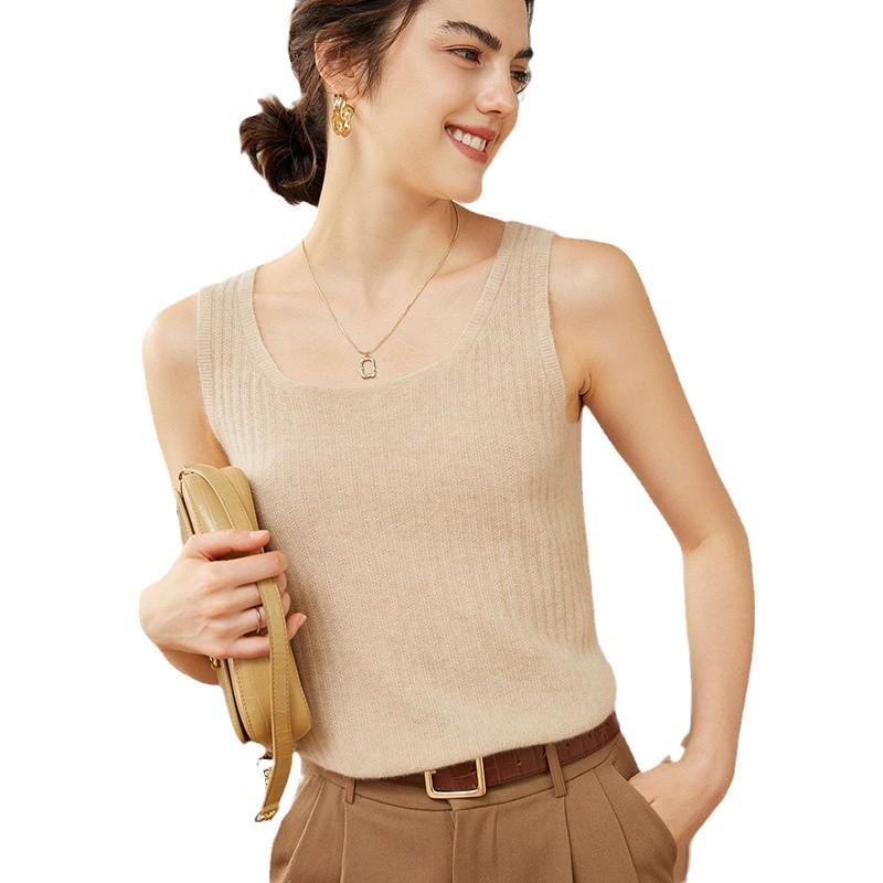 2024 Autumn/Winter Women's Fashion Cashmere Round Neck Knit Camisole