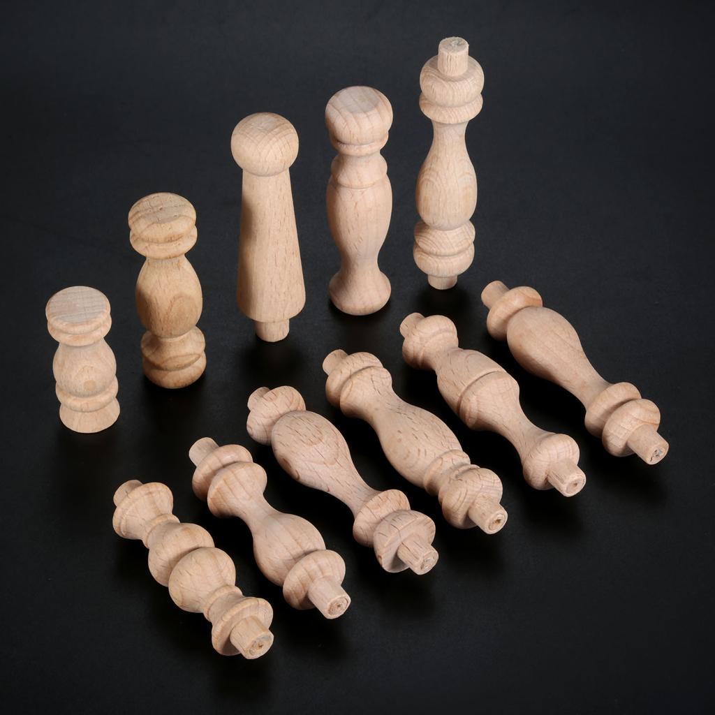 10ks Nenabarvené Nedokončené Dřevěná Řemesla Sloupky Mostu Dřevěný Plot Korálky Soustruh Malá Aplikace Vintage Domov Svatba Dekor