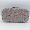 Pochette da Sera Floreale Strass Diamante Bianco Trasparente Oro Metallizzato Fiore Donna Festa Matrimonio Pochette Lady Cena Busta Formale