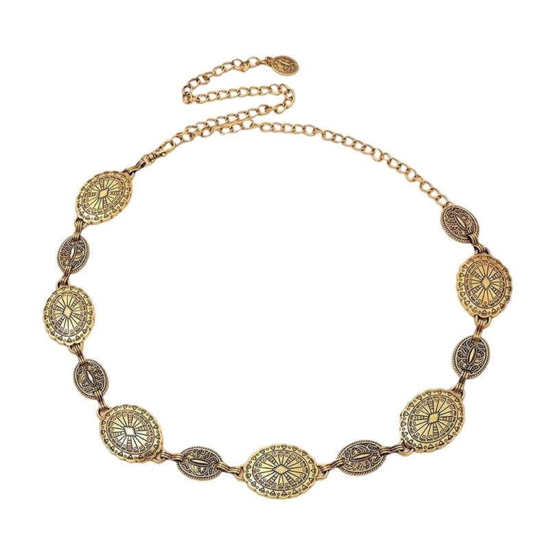 Bohemian Ethnic Style Metal Waist Chain Adjustable Length Belt Stylish Body Jewelry for Festivals and Beach Parties