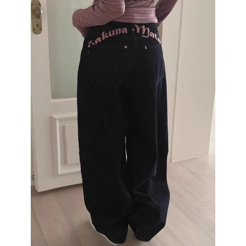 Womens High-Waisted Wide-Leg Denim Jeans With