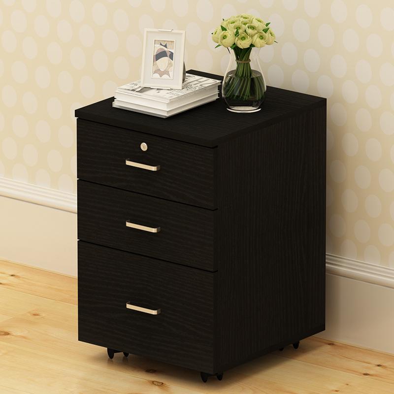 Mobile Lockable Filing Cabinet with Three Drawers - Floor-standing Storage for Office or Bedside