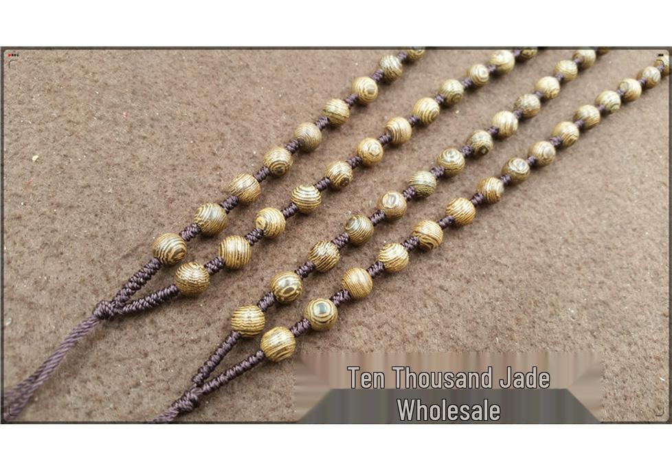8mm Wenge Wood Round Bead Necklace with Large Bead Cord 6mm Beads