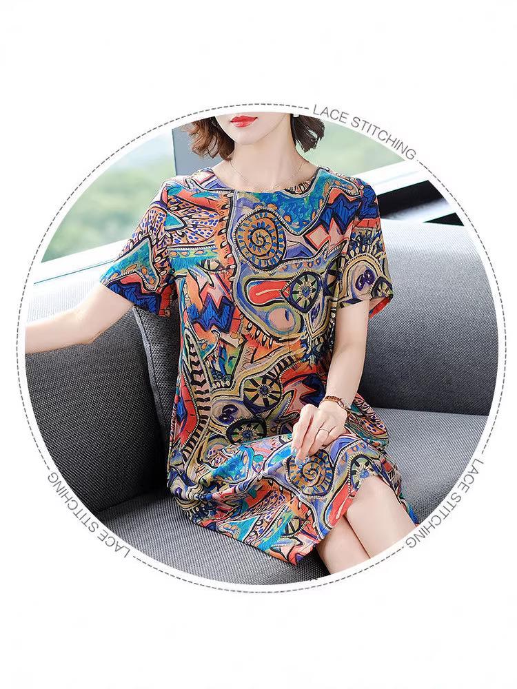 Trendy Korean-Style Floral Loose Dress for Plus-Size Fashionistas