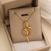 18K Gold Plated Snake Pendant Necklace, Stainless Steel, Non-fading, Versatile Clavicle Chain for Women