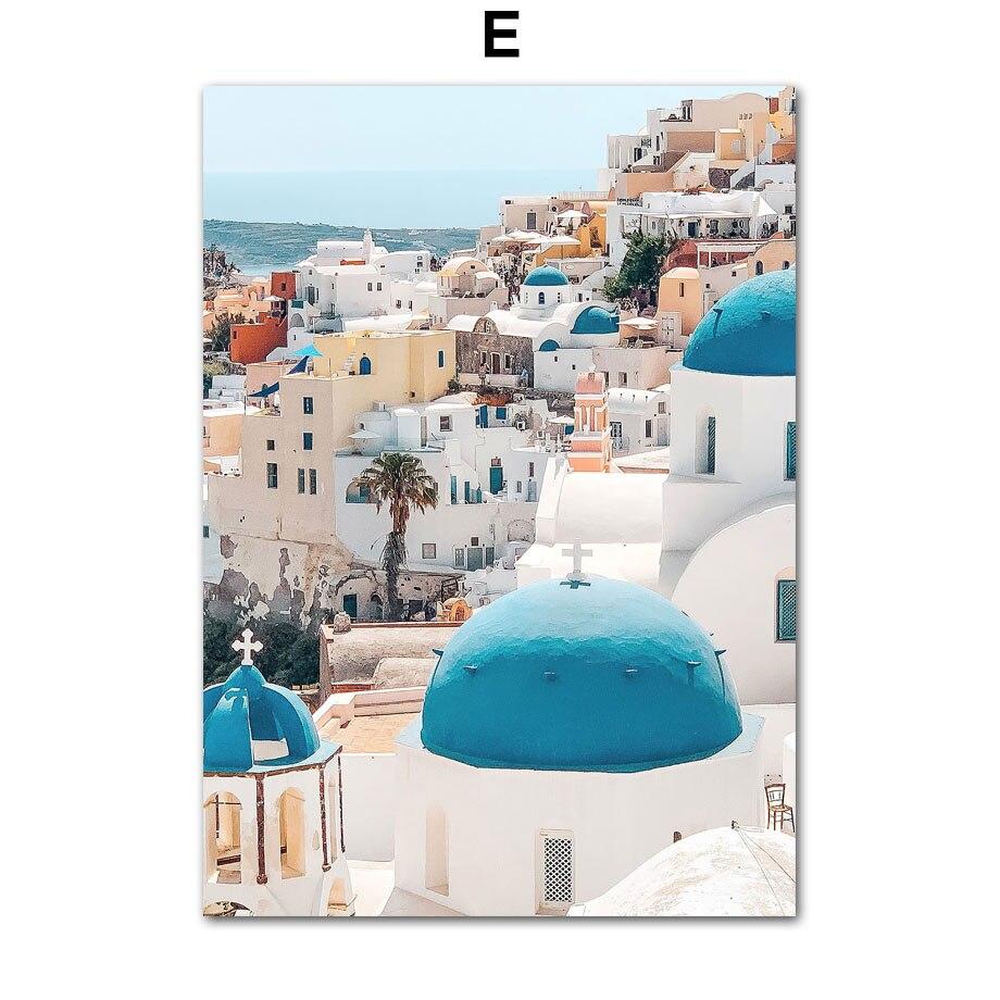 Santorini Ägäis Stadt Skandinavien Blumen Meer NordicPosters Wand Kunst Leinwand Malerei Und Drucke Bilder Für Wohnzimmer Dekor