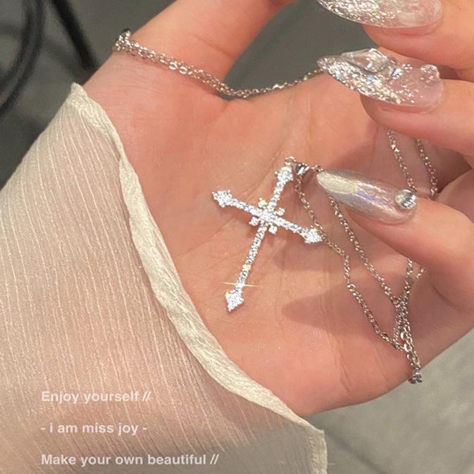 

Summer Black Rhinestone Cross Jesus Pendant Choker Necklace for Women Punk Vintage Double Layers Chain 2026 Neck Boho Jewelry