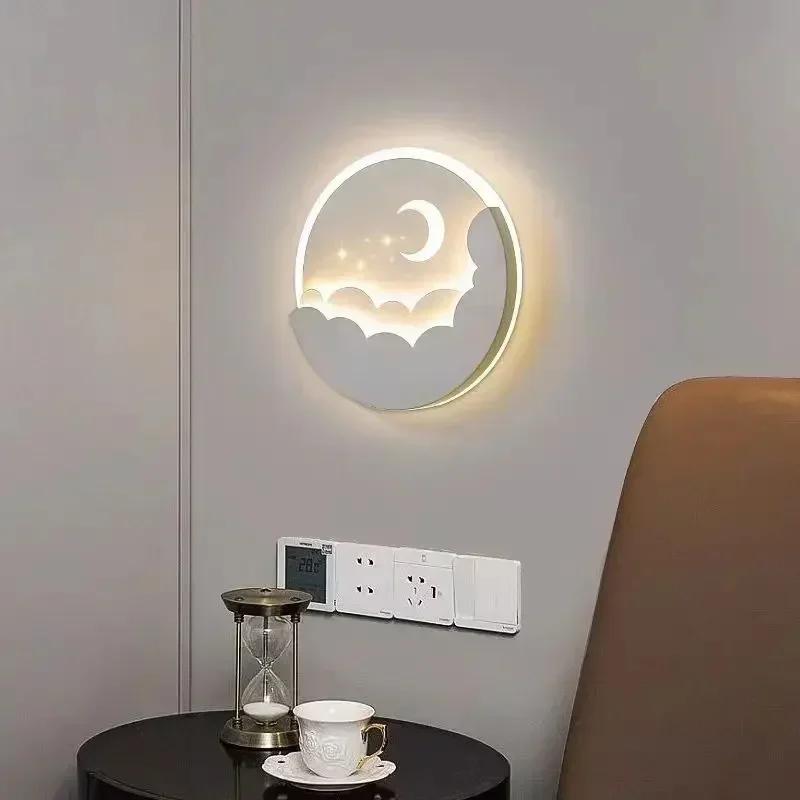 LED Cloud Stars Moon Wall Lamp for Bedroom Bedside Children's Room Kids Creative TV Background Stairway Aisle Pendant Light