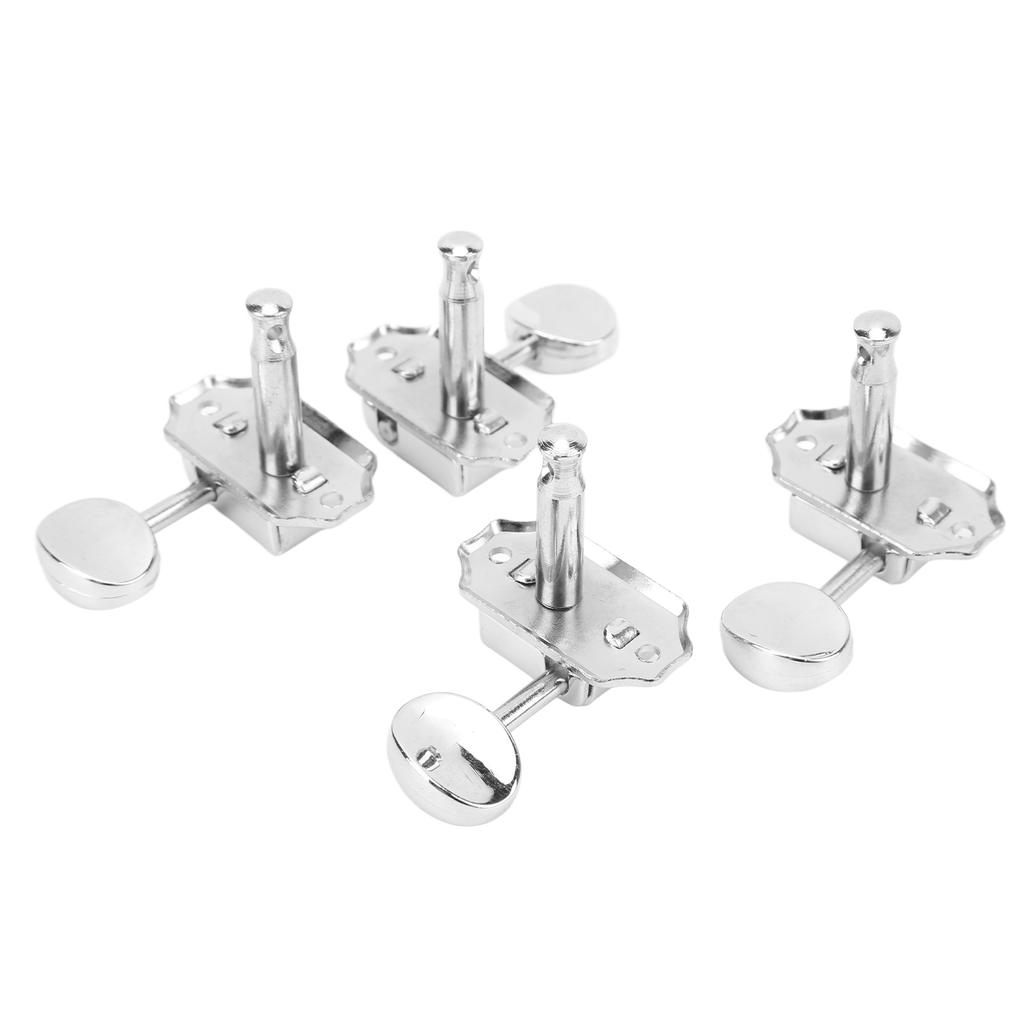 6Pcs String Tuning Key Oval Retro 1:15 Gear Ratio Semi Closed Guitar Tuning Keys Silver 3L3R