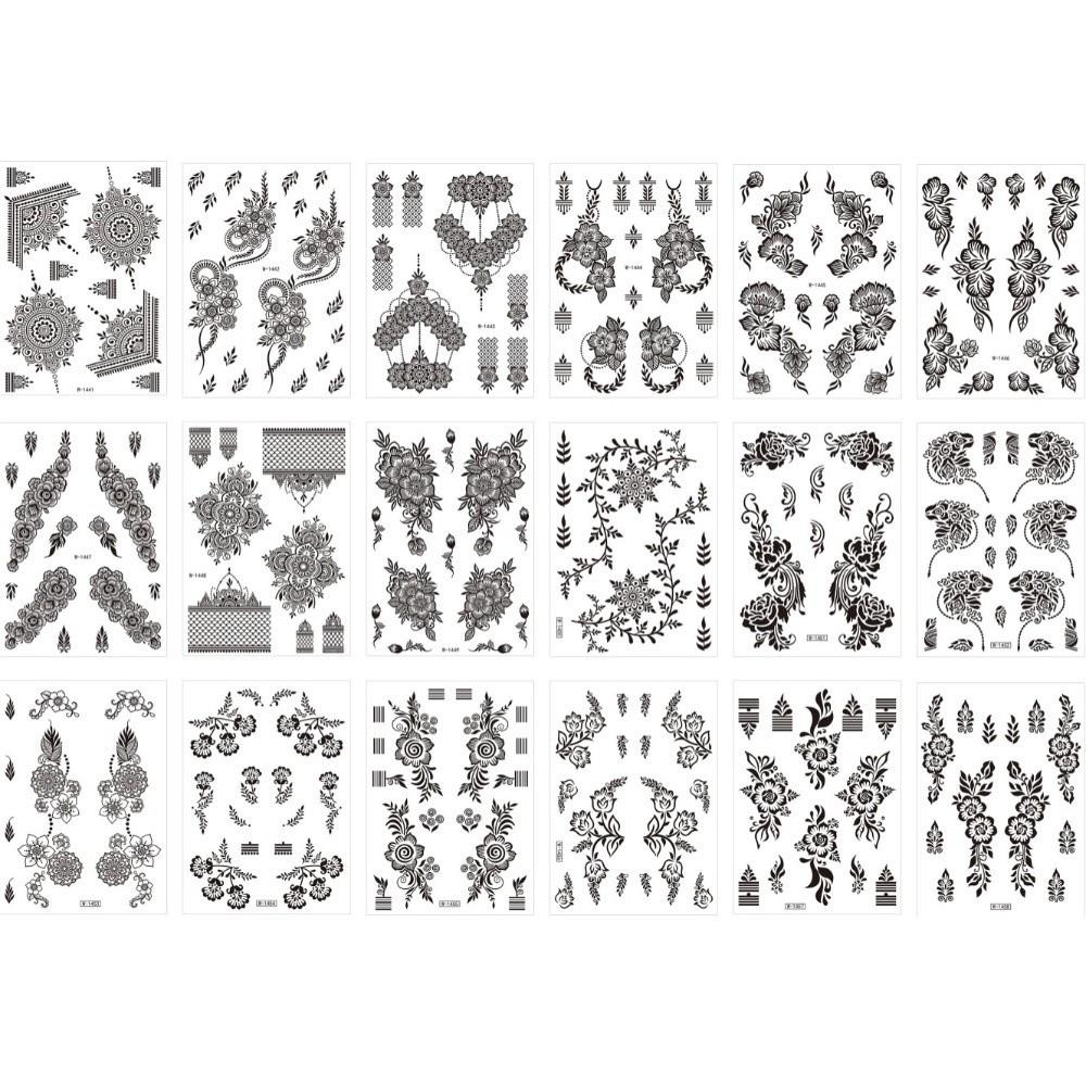 Fake Henna Tattoo Stickers India Mehndi Flower Body Art Sticker  Women/Lady/Girl
