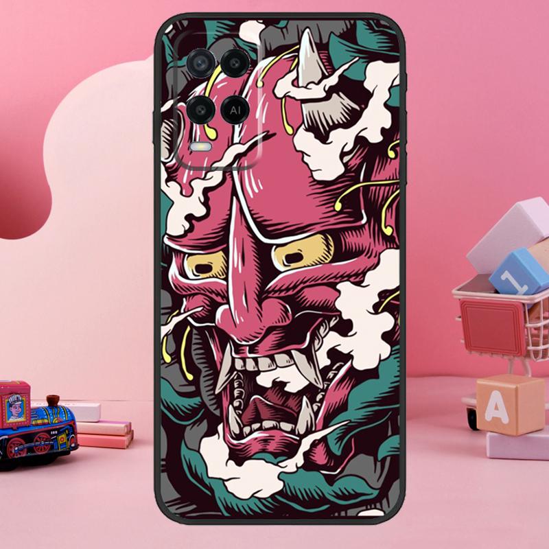 Japanese Hannya Oni Mask Case For Oppo A74 A94 A54 A17 A57 A77 A76 A16 A96 A18 A60 A80 A40 A38 A58 A78 A98 A15 A5 Pro