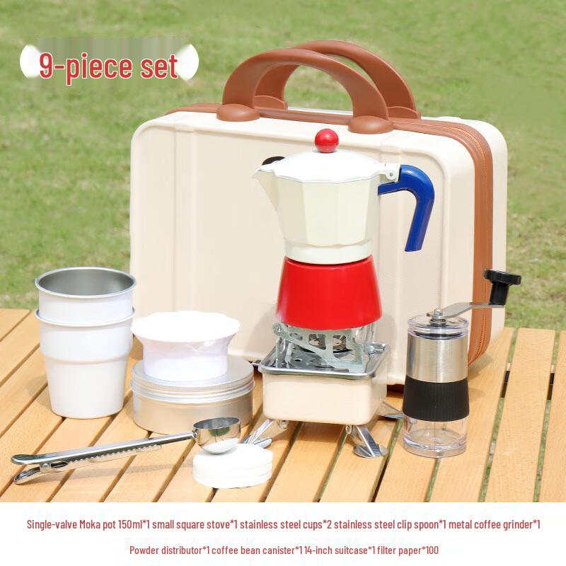 

Шанци Мока Пот Набор для кофе для кемпинга на открытом воздухе с дорожным чехлом