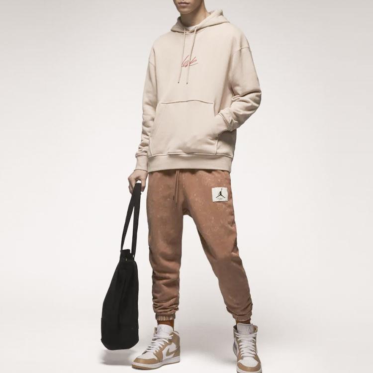 Jordan Embroidered Letter Hoodie Men Tops Fossil-Lime FD4801-292